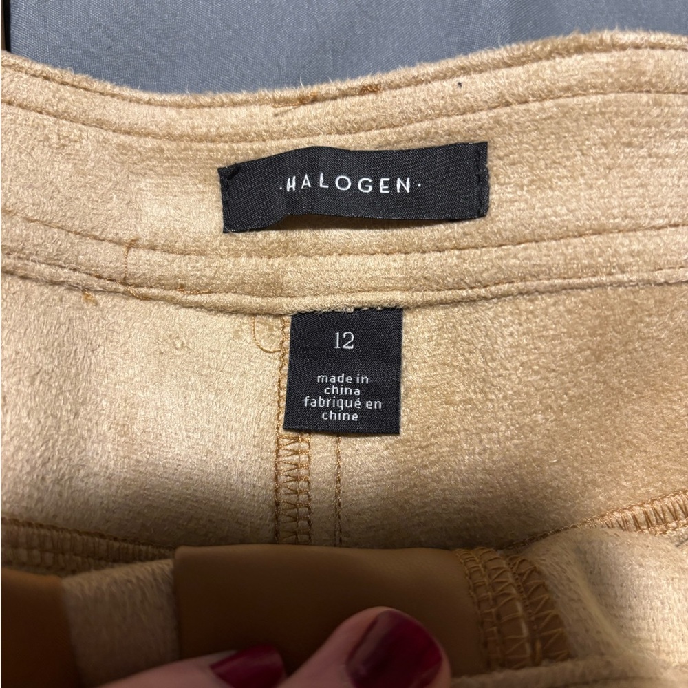 HALOGEN Tan Beige Faux Leather Trousers Womens Size 12 - Picture 4 of 9